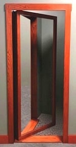 Hidden mirror door in real wood