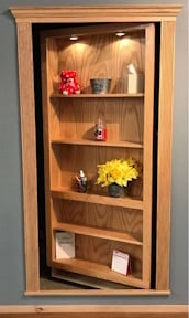 Hidden single bookcase door in real wood